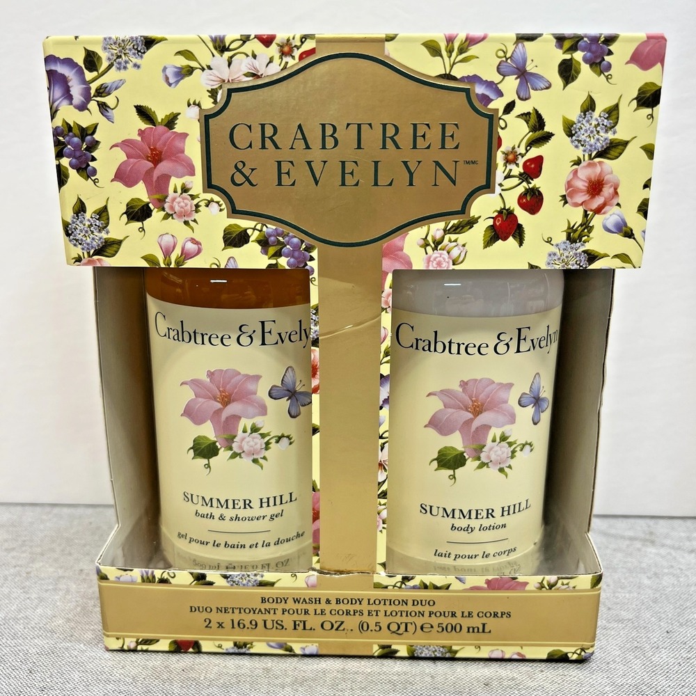 Crabtree Evelyn SUMMER HILL Hydrating Body Lotion & Shower Gel Gift Set 16.9oz